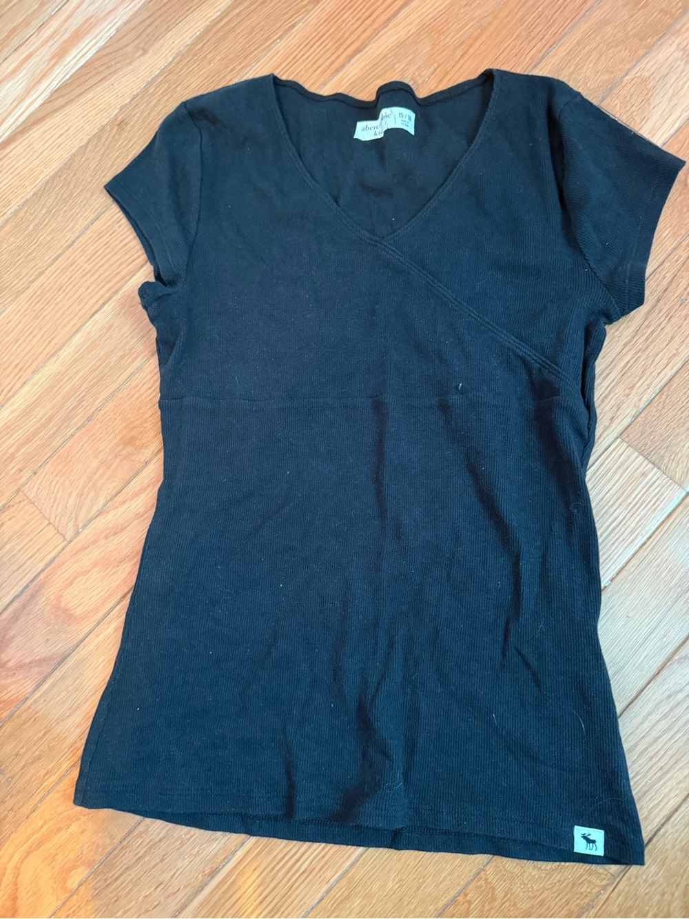 Abercrombie & Fitch Black Short Sleeve V-Neck Ribbed Tee